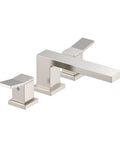 Two-Handle Deck-Mount Roman Tub Trim Kit In Brushed Nickel, Valve Not Included, Three-Hole Design, 8 To 12 Inch Spread