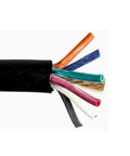 12 AWG 6 Conductor SOOW Portable Cord Cable Black 600V Heavy Duty Flexible Extension Reel 500 Feet Workhorse For Industrial Shops And Outdoor Use Weather Resistant With Minus 40C To 90C Temp Rating Works Indoors Or Outdoors, cut end showing six conductors
