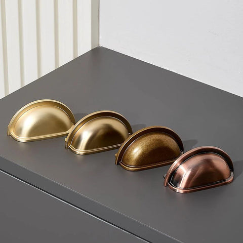 3 Inch Bin Cup Drawer Cabinet Pulls In Antique Copper Finish, 10 Pack Kitchen Cabinet Hardware compares finishes with brass pulls