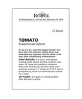 Seed packet of SteakHouse Hybrid Beefsteak Tomato Seeds For The Backyard Gardener Huge 3 Lb Fruits Non GMO Indeterminate Vines