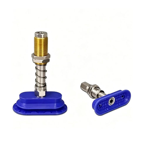 AFS Series AFSB AFSF NBR Long Strip Elliptical Pneumatic Vacuum Suction Cup components featuring blue rubber and metal fittings.