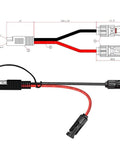 Diagram and photo of 10AWG Solar Panel Connector Cable SAE to MC4 Adapter PV Extension showing connectors and wire layout.