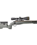 KRG Echo Chassis For Tikka T3 T3X Carbon Forest Stock Rugged Lightweight Rifle Chassis with mounted scope, side view