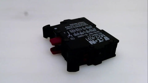 Robust Contact Block For Industrial Control Panels 22Mm Screw Terminal Mount 240Vac Rated Pack Of Two M22 K01 Used Like New, side view.