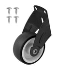 Heavy Duty Gate Wheels For Wooden And Metal Gates Adjustable Gate Casters with screws, black steel frame, rubber construction.