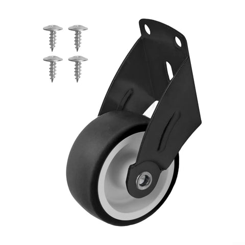 Heavy Duty Gate Wheels For Wooden And Metal Gates Adjustable Gate Casters with screws, black steel frame, rubber construction.