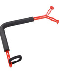 Red Golf Swing Trainer Aid For Warm Up And Posture Correction with adjustable wrist strap and sponge pad, black and red design