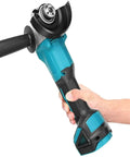Hella Tough Corded Angle Grinder Designed For Badass Cutting Grinding And Polishing On Metal Wood Stone And Jade With Smooth Speed Control And Built In Cooling in hand