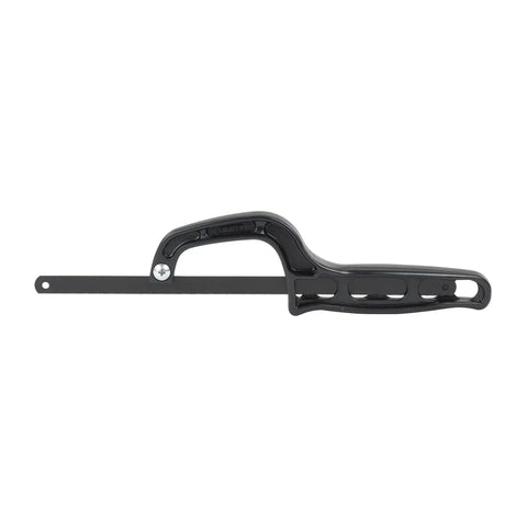 Light Duty 10 Inch Mini Hacksaw With One Handed Grip And Thumb Rest Ergonomic Handle shown from side view