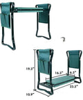 Garden Kneeler Seat With Handles, Folding Bench Kneeling Stool With Storage Bags, Multi Purpose Kneeling Pad Chair For Weeding And Planting, Lightweight Steel Frame, Extra Wide Cushioned Pad, Easy Fold And Carry