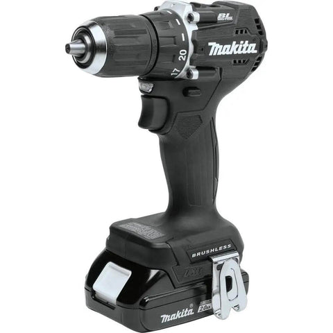 Sub Compact Brushless Cordless Drill Driver Kit With Metal Chuck And Two Speed Gears Built For Tough Jobs And Tight Squeezes side view of drill