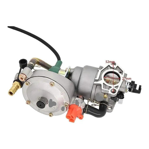 Dual Manual LPG CNG Carburetor For GX390 188F GX420 190F 11HP 13HP Engines Motorcycle Engine Spare Parts With Manual Fuel Line Switch Reliable Gas Line Carburetor For Industrial Power Equipment, 52mm inlet, 27mm outlet