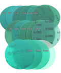 Top Tier 5 Inch Sanding Discs With Grits From 60 To 2000, displaying various grit levels on net paper for smooth polishing.
