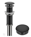 Dope Matte Black Pop Up Drain Assembly For Vessel Sinks And Overflow Free Sinks With Extended Thread For Thick Countertops