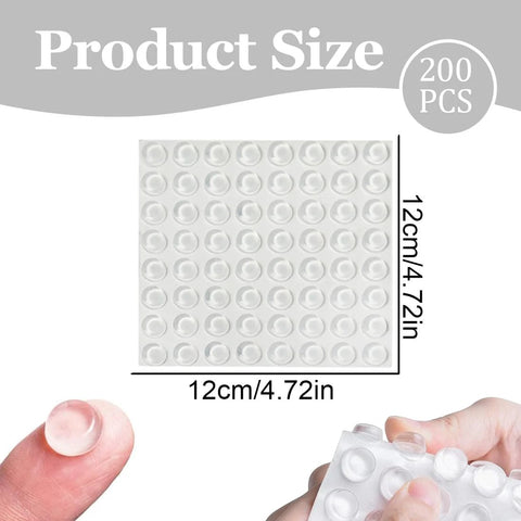200 Piece Clear Self Adhesive Bumpers One Half Inch Round Protectors shown in packaging and single piece close-up