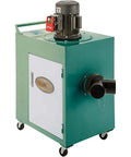 Heavy Duty Pro Rig 1.5 Horsepower Metal Dust Collector with motor and outlet for workshop use.