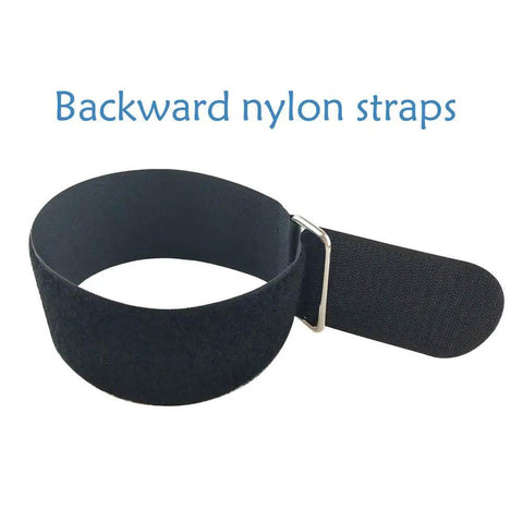 Six Pack 18 Inch By 2 Inch Nylon Heavy Duty Reusable Hook And Loop Cinch Straps For Cable Bundling And Securing Heavy Objects In Home Garage Shop Black, shown as a single black loop with D-ring.