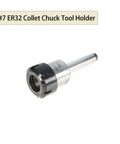 7 Piece ER32 Collet Chuck Tool Holder Set For CNC Milling Lathe And Engraving Machines, Heavy Duty Alloy Steel, angle view