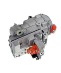 Keep Your Renault Zoe Ev Chillin With This Straight Up Premium Electric Ac Compressor Direct Equivalent Replacement High Output Climate Control Upgrade Cool Ride Master, silver electric AC compressor unit with orange and white fittings.