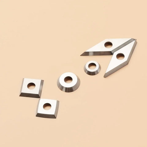 Heavy Duty Tungsten Carbide Woodturning Lathe Cutting Tool Insert Set Featuring Killer Bevel Geometry with various shapes.