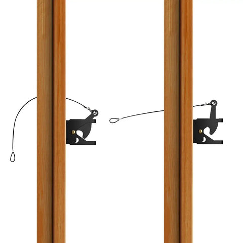 Super Sturdy Stainless Steel Gate Latch Cable Pull Featuring An Adjustable 19 Inch Replacement Line on wooden fence posts.