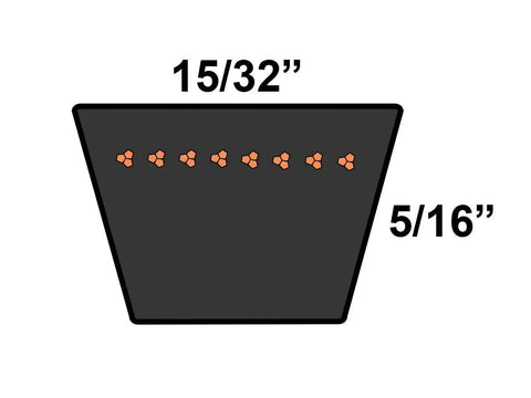 Cross-section diagram of Beefy Metric Replacement Belt For 10AV0635 15.44 By 25.57 Inch OC Rubber Drive Belt Heavy Duty V Belt