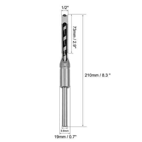 uxcell square-hole drill bit, 1/2-inch, high-carbon steel hollow chisel mortise bit for woodworking