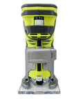 Front view of 18V Lithium Ion Cordless Fixed Base Trim Router With LED Lights And GripZone Overmold For Tight Accurate Cabinet And Trim Work Tool Only No Battery Included Easy Depth Adjustment For Clean Pro Level Wood Cuts