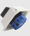 Changeover Selector Switch With Waterproof Box Dual Power 3 Position 4 Terminals Power Transfer For Motors Water Pumps And Generators Rotary Cam 440V 20A LW26-20/1 in white housing, side view