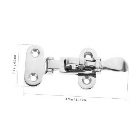 Stainless Steel Marine Catch Latch And Hasp Lock Set Silver 11.5x4.9cm For Boat Cabinets With Saltwater Resistance And Durable Heavy Duty Toggle Clamp Style Installation close-up