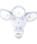 60W Waterproof LED Outdoor Motion Sensor Security Light With 3 Adjustable Heads And 6000 Lumen Brightness For Your Go To Driveways And Yards ETL Certified White, front view