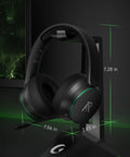 Black wireless gaming headset for Xbox Series X S and Xbox One and PlayStation Switch and Mac with Bluetooth 5.3 on stand.