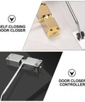 Automatic Door Closer Self Closing Door Controller With Aluminum Alloy And Cold Rolled Steel visible in gold and silver variations.