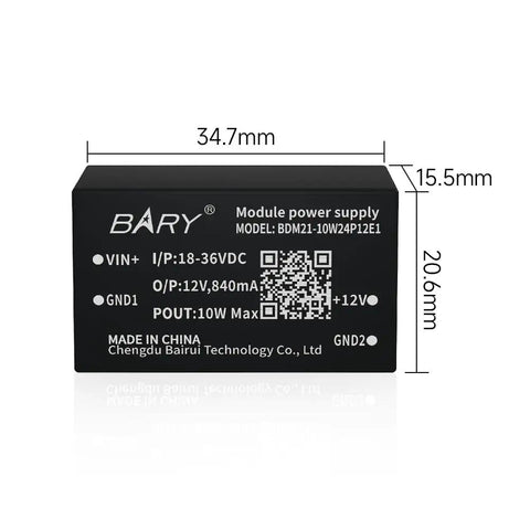 Straight Up Reliable Dc Dc Isolated Power Supply Module With Universal 9 To 36 Volt Input And 5 12 24 Volt Output For Heavy Duty Industrial And Smart Garage Builds Featuring Smooth Operator Compact Dip Layout, showing dimensions and model details.