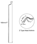 Heavy Duty 1mm 180mm Steel Z Pull Push Rods Pack Of 10 For RC Airplanes Boats And DIY Models Stainless 304 Z Head 4x4mm Built For Tight Fits And Smooth Adjustments. Image showing the Z head and dimensions.