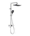 Wall Mounted Exposed Shower System 3 Functions Chrome featuring a sleek handheld sprayer and modern square shower head.