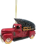 2.95 Inch Farmhouse Red Truck Ornament With Christmas Tree Vintage Pickup Holiday Decor on resin for tree and mantel