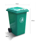 Rock Solid 240L Outdoor Trash Can With Flip Top Lid And Smooth Rolling Wheels Galvanized Steel Roll Bin Truck Ready For Commercial Garbage Hauling Green next to measurements 73cm x 58cm x 97cm.