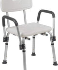 Adjustable White Bath And Shower Chair With Depth Adjustable Back, 300 Lb Capacity, Senior Safe Shower Seat for Elderly shown