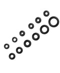 Premium Silicone Watch Crown O Ring Seals Kit For Repairing Watches shown with 12 rubber O rings in various sizes.