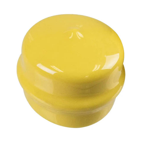 Yellow Four Pack OEM Cap M143338 for Tractors and UTVs, John Deere replacement for LT150 and X166 models.