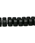 Pro Grade Replacement Black Plastic Golf Ferrules Set For 0.370 Parallel Tip Shafts, arranged in a row, Pack Of 10