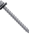 Close-up of 250 Count 10x2 Galvanized Hex Head Roofing Screw with EPDM Washer, metal-to-wood siding use, corrosion resistant.