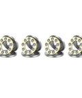Front view: four thrust ball bearings, 8x16x5 mm, chrome steel with gold-colored inner race