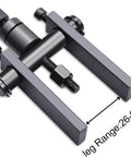 Pro-Grade Motorcycle Blind Bearing Extractor Puller Kit 8-25mm, close-up of durable alloy steel component with 26-66mm leg range.