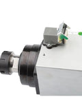 Close-up of Beefy 4.5Kw CNC Spindle Motor 380V Water Cooled Square Mount ER32 Chuck 18000RPM for metal and wood.
