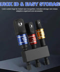 Heavy Duty 3 Piece Impact Socket Adapter Set with One Quarter Inch Hex Shank Chrome Vanadium Steel Drill Extension