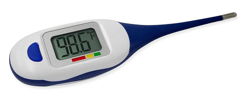 Large Face LCD Digital Thermometer For Adults And Kids With Fast 10 Second Fever Check And Instant Read Easy To Read Display Battery Included Perfect For Home Health Care, blue and white