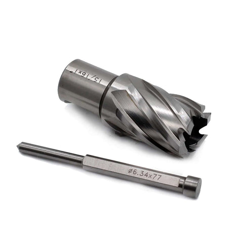 Oscarbide annular cutter and 3/4 in Weldon shank drill bit, steel gray, 2-piece set
