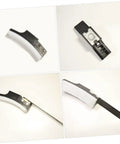 Collage of four pack felt brake pads for exercise bikes with ABS casing and felt surface for quiet braking.